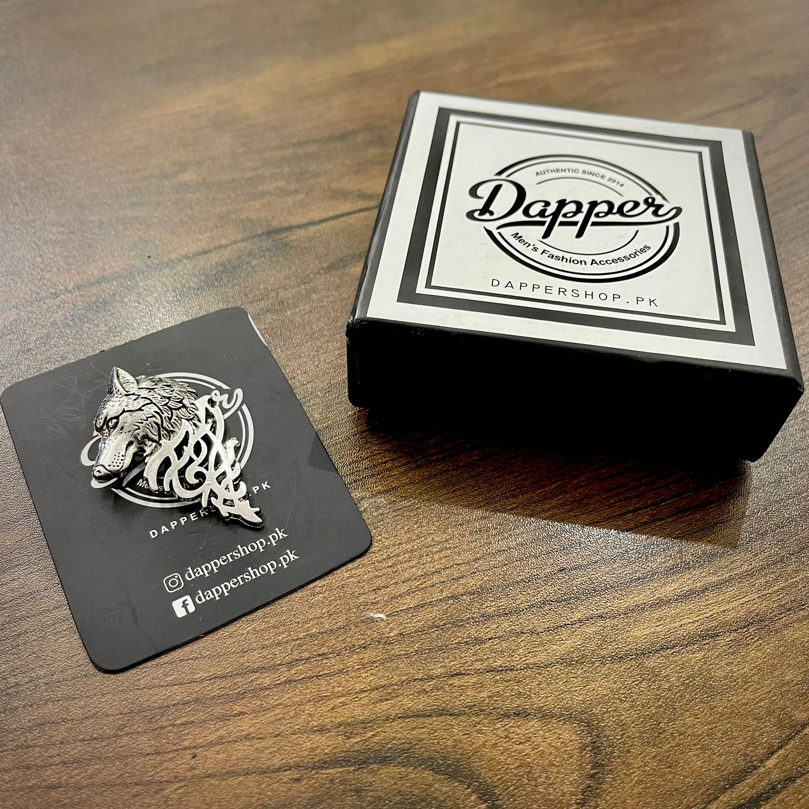 Silver wolf head brooch lapel pin for men online in Pakistan