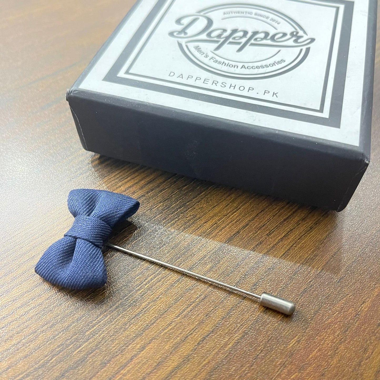 Navy Blue bow lapel pin for men online in pakistan