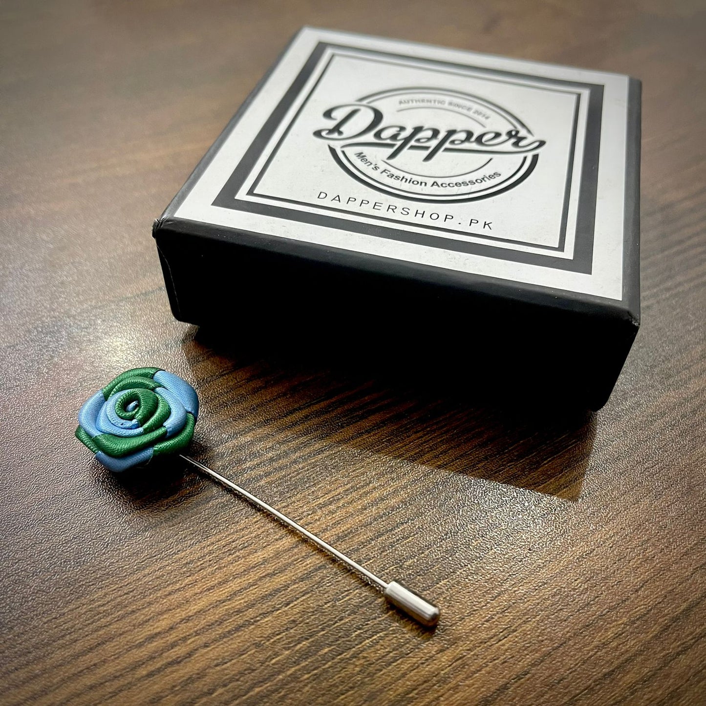 Blue & Green Flower Lapel Pin