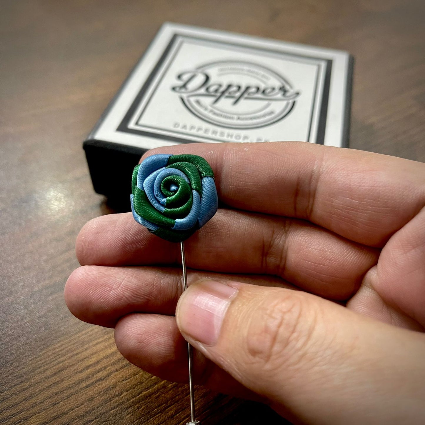Blue & Green Flower Lapel Pin
