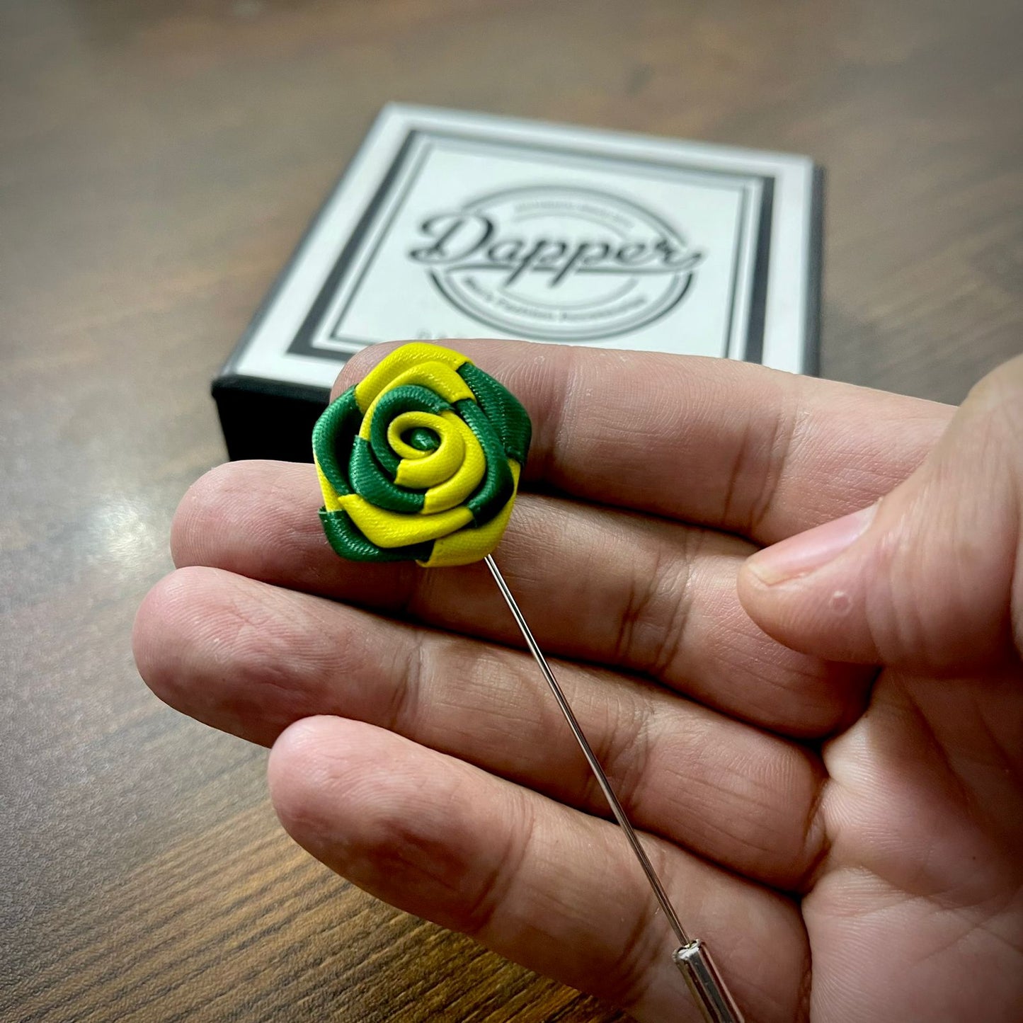 Green & Yellow Flower Lapel Pin