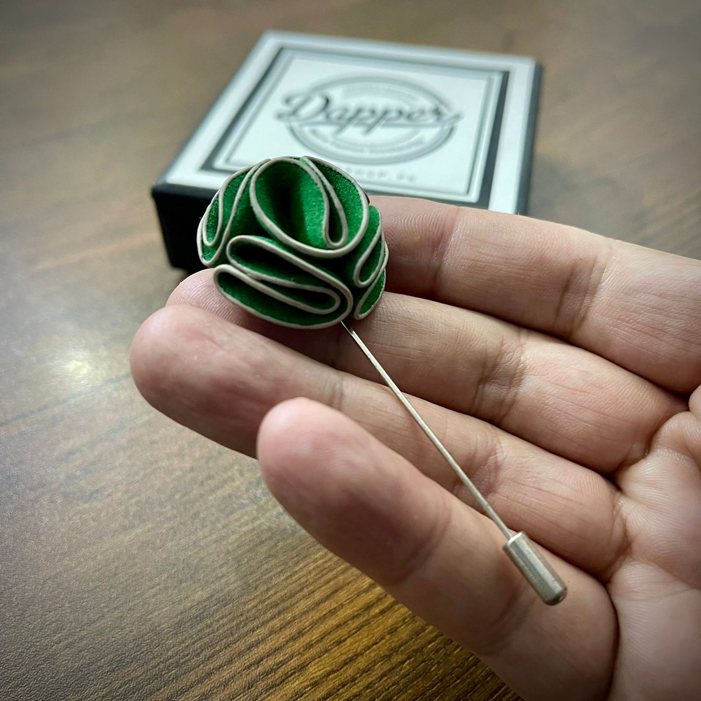 Green Flower Lapel Pin