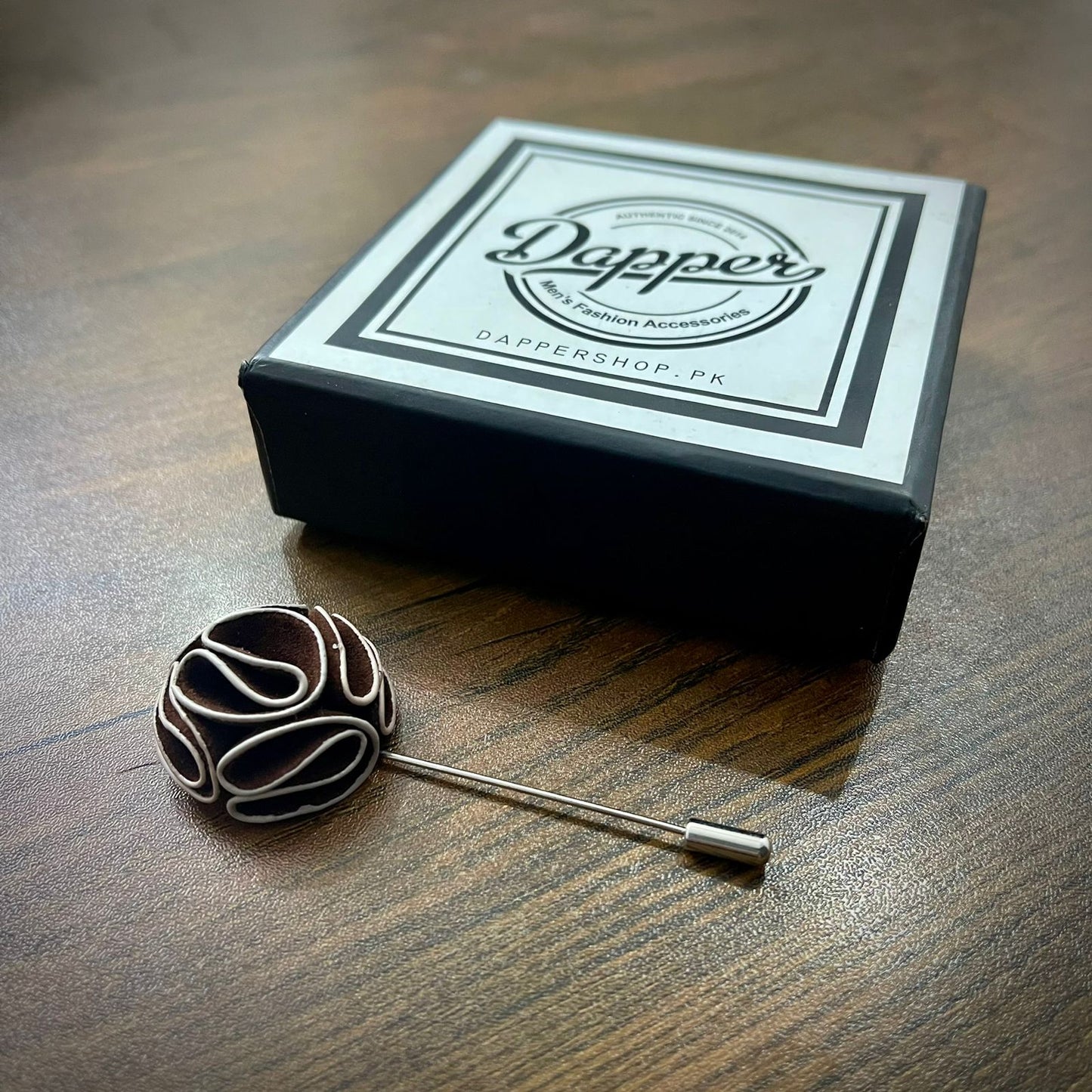 Coffee Brown Flower Lapel Pin