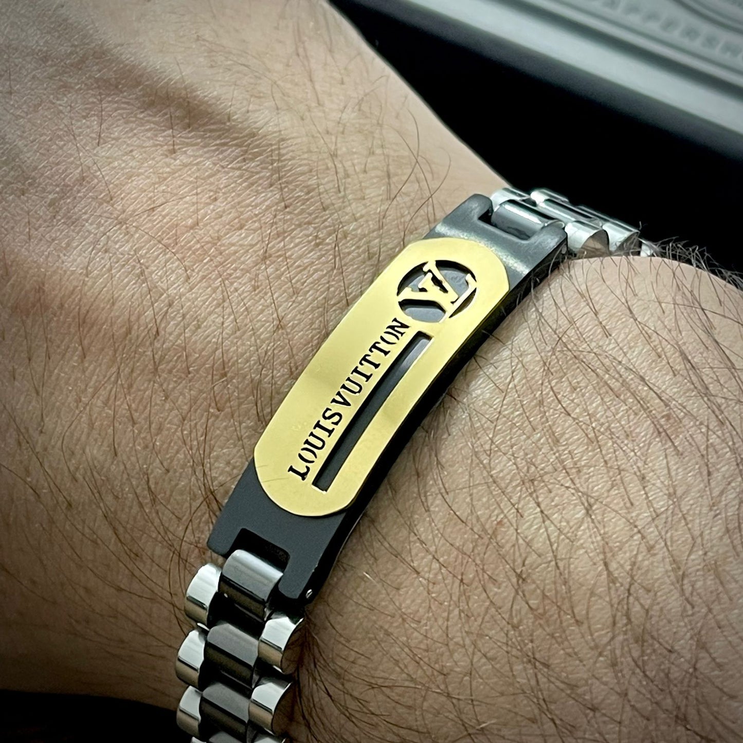 Black L-V Crown Jubilee Bracelet for Men