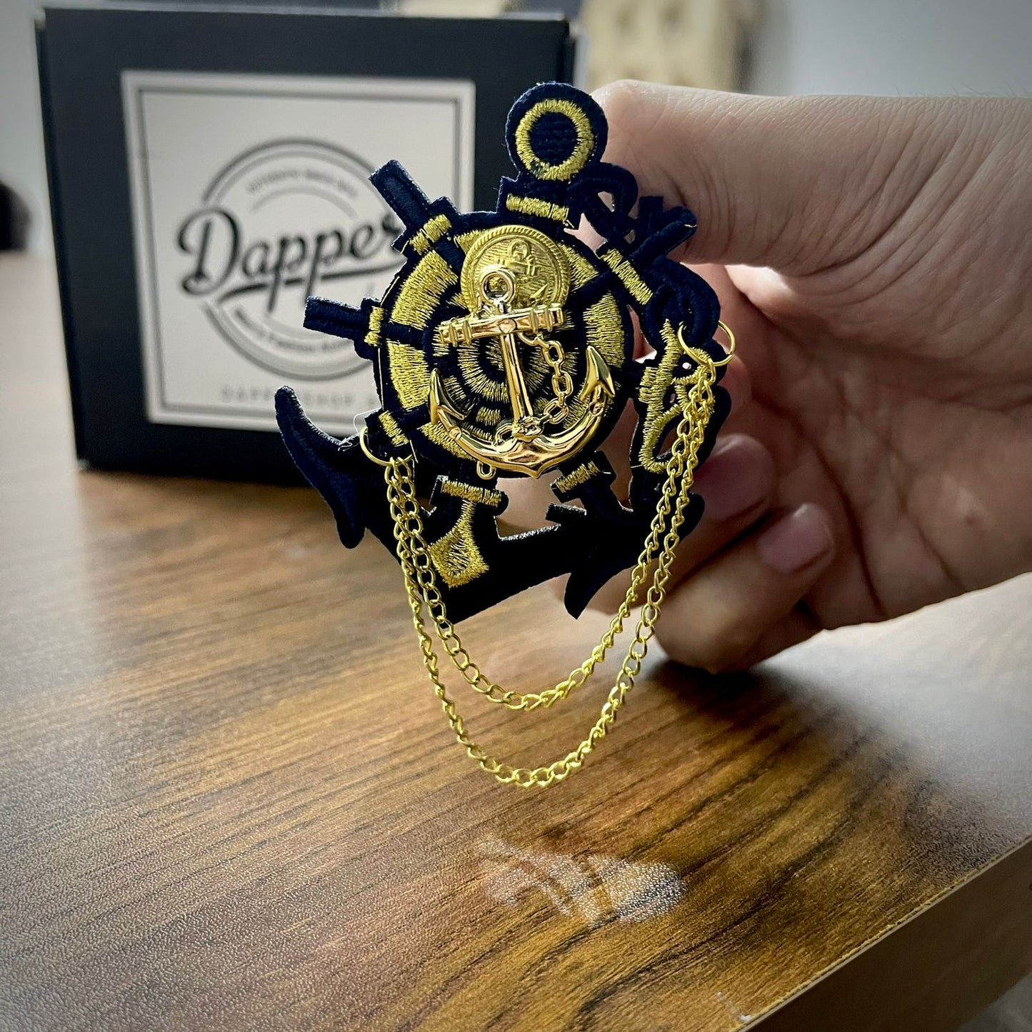 Golden Anchor Navy's Ribbon Brooch For Men online in pakistan