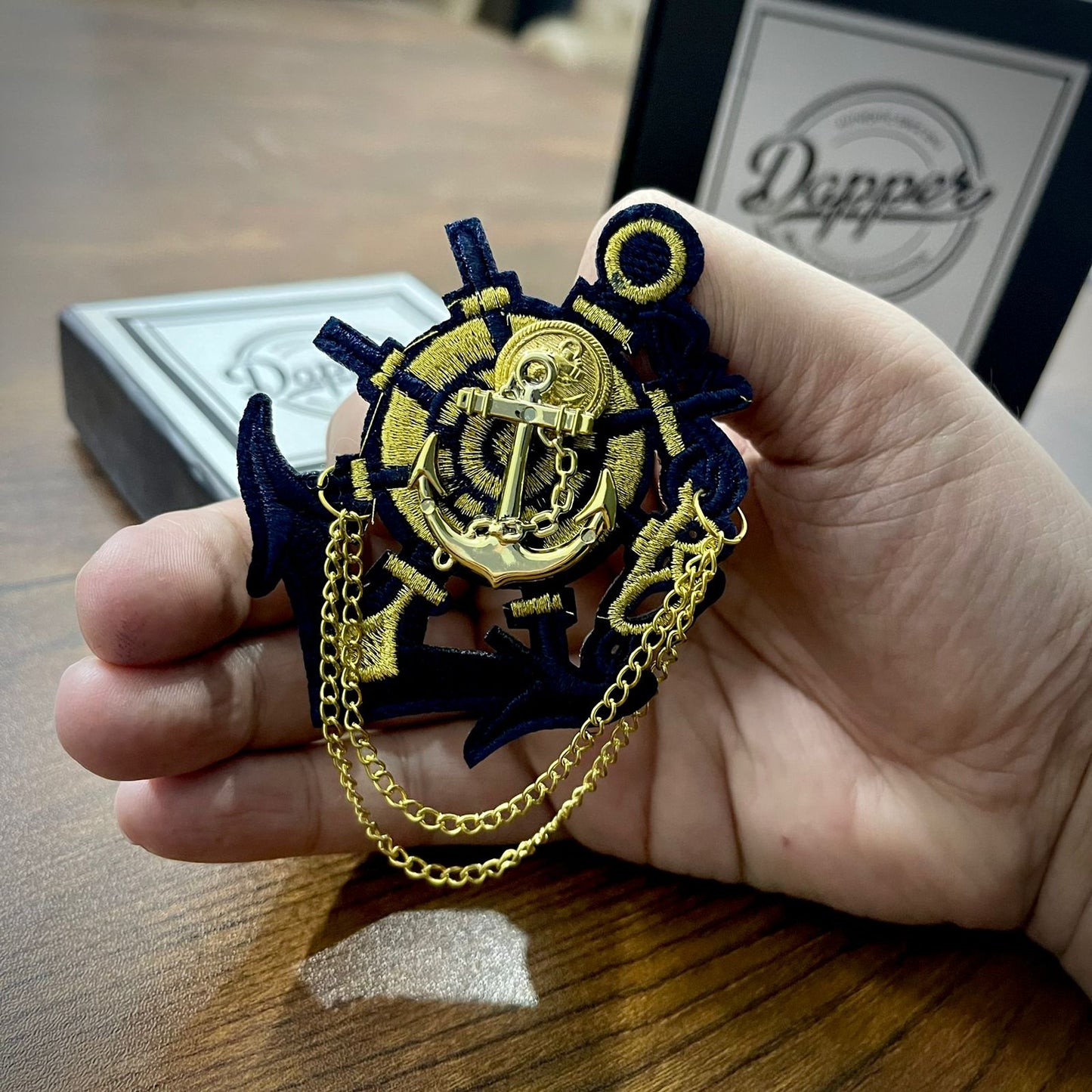 Golden Anchor Navy's Ribbon Brooch For Men online in pakistan