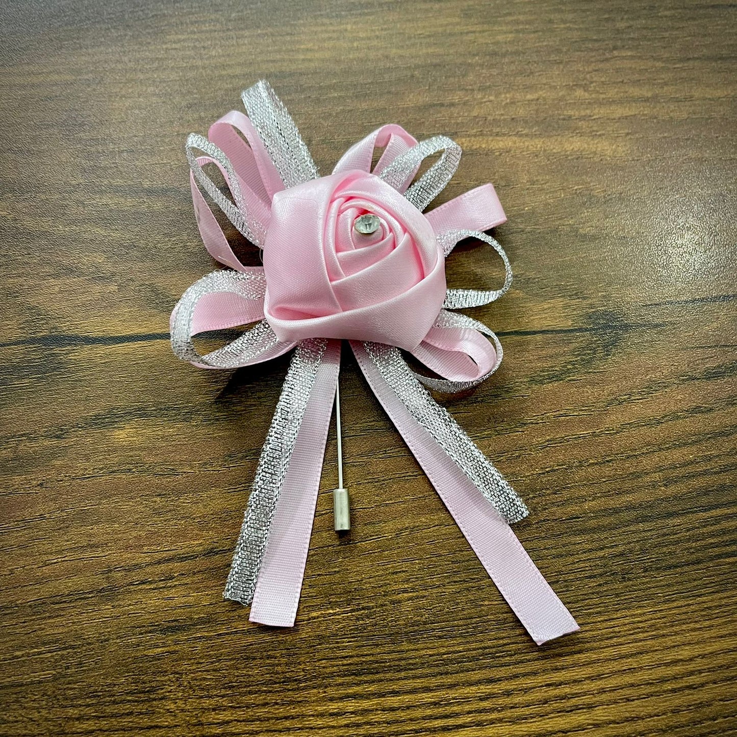 Pink Flower Wedding Corsage Lapel Pin For Men