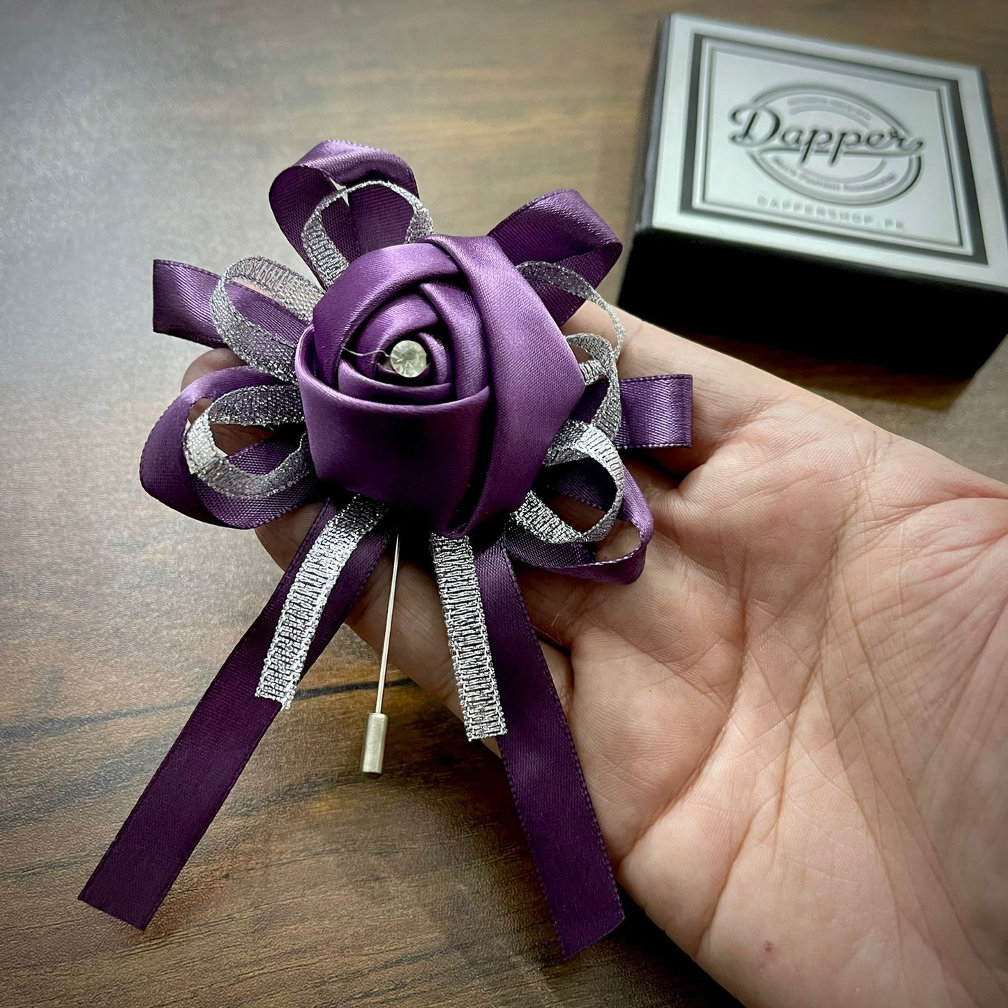 Purple Flower Wedding Corsage Lapel Pin For Men