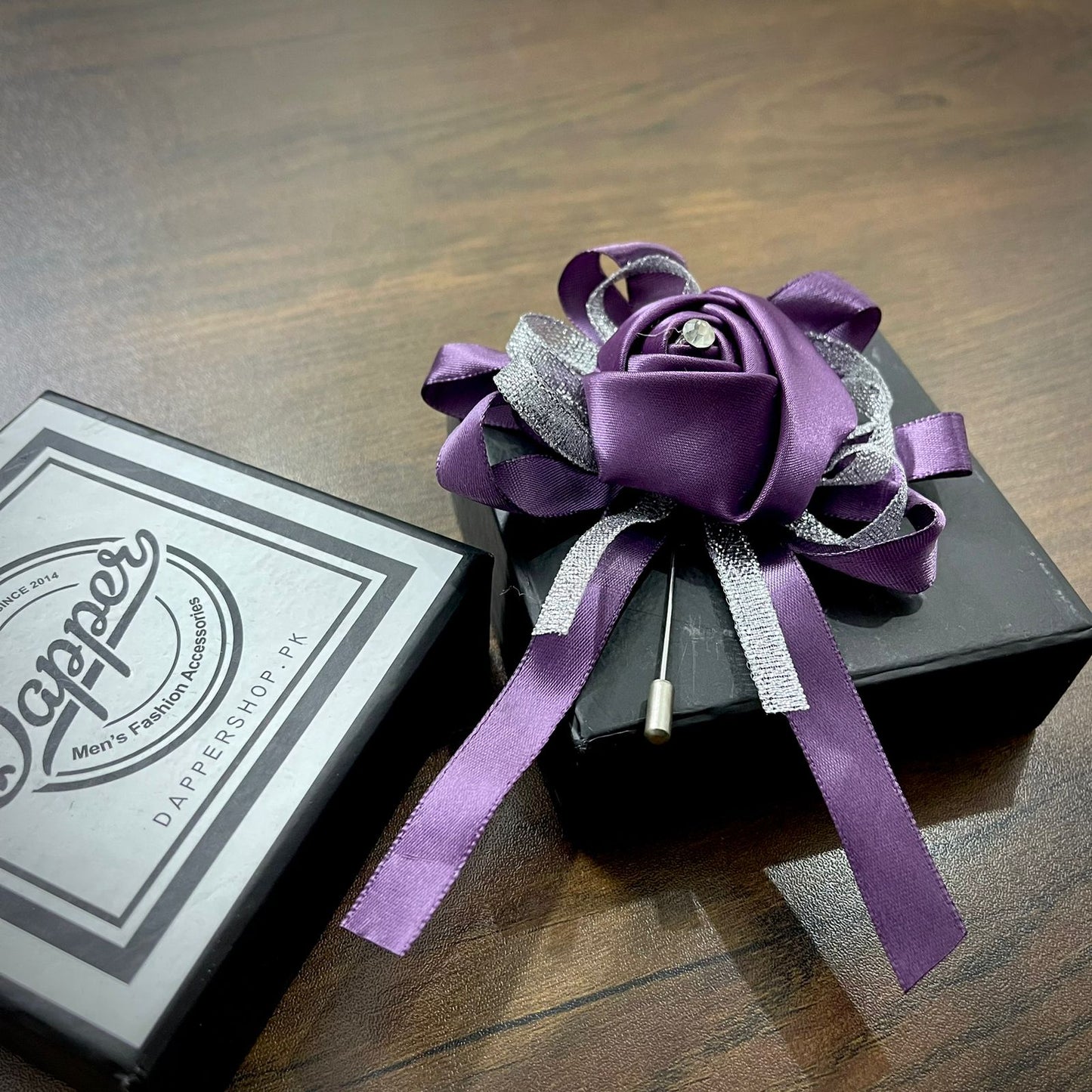 Purple Flower Wedding Corsage Lapel Pin For Men
