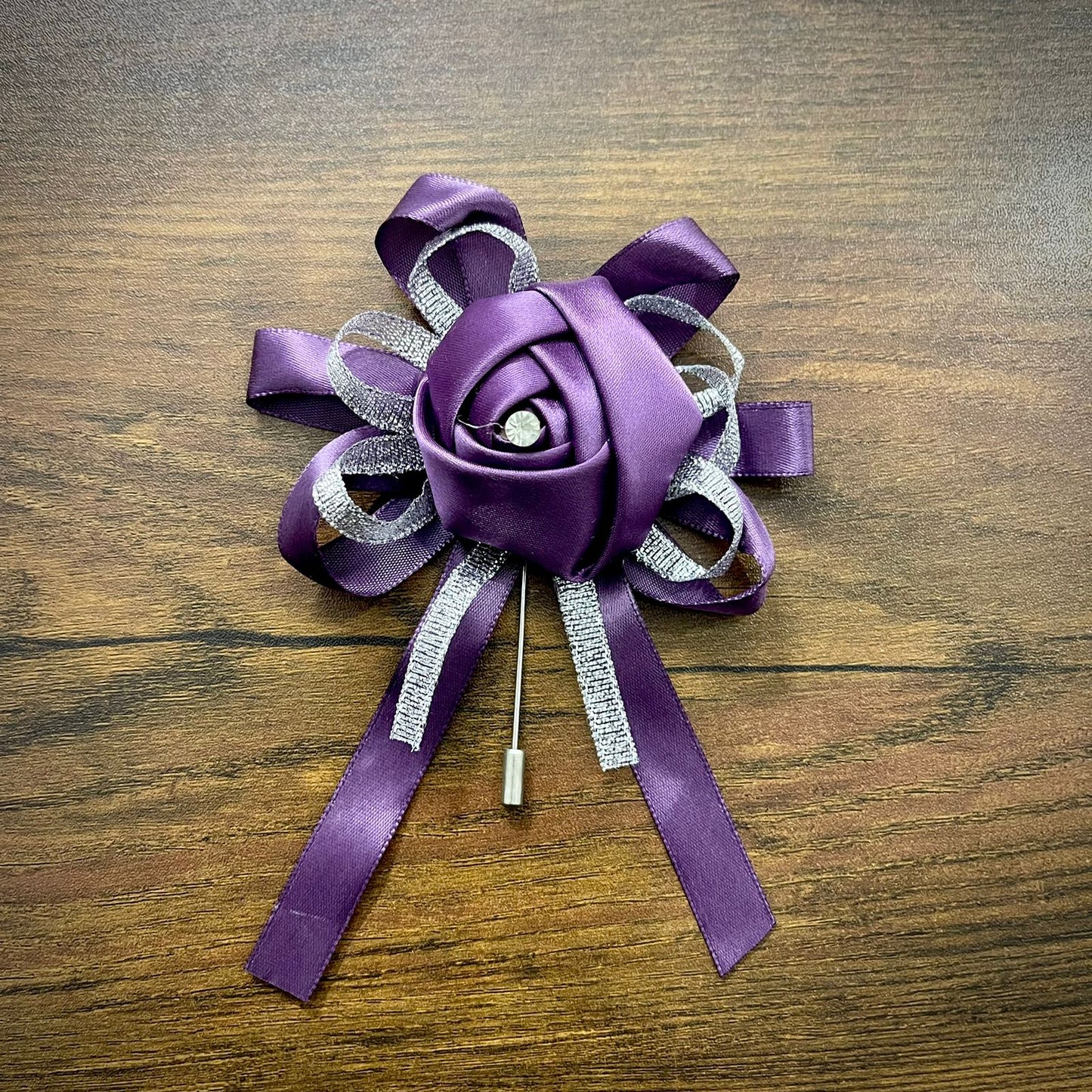 Purple Flower Wedding Corsage Lapel Pin For Men