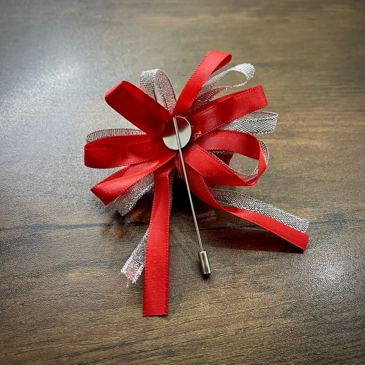 Red Flower Wedding Corsage Lapel Pin For Men
