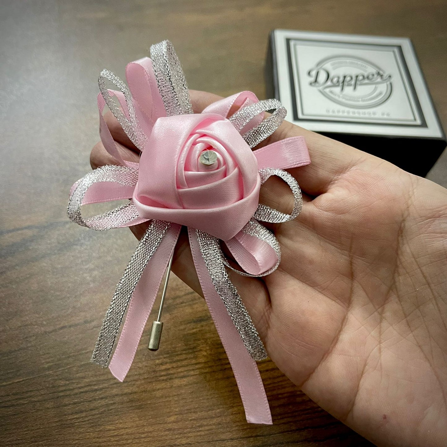 Pink Flower Wedding Corsage Lapel Pin For Men