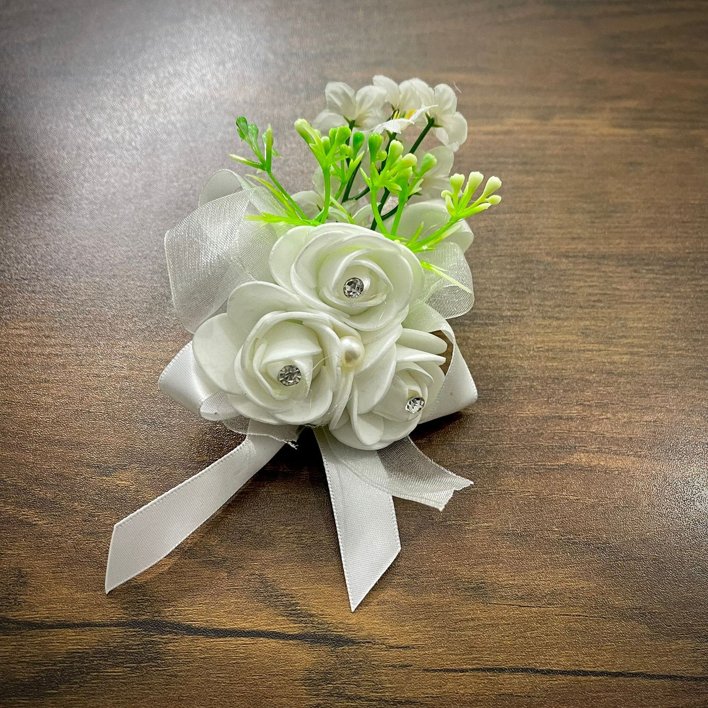 White Flower Wedding Corsage For Men