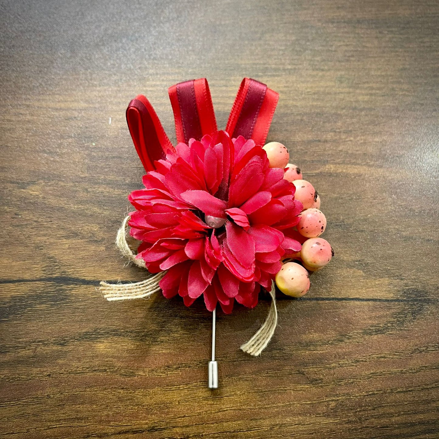 Red Flower Wedding Corsage For Men