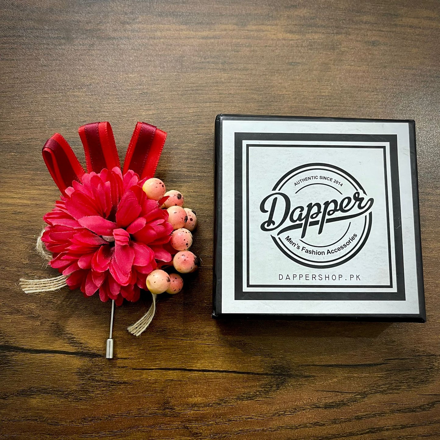 Red Flower Wedding Corsage For Men