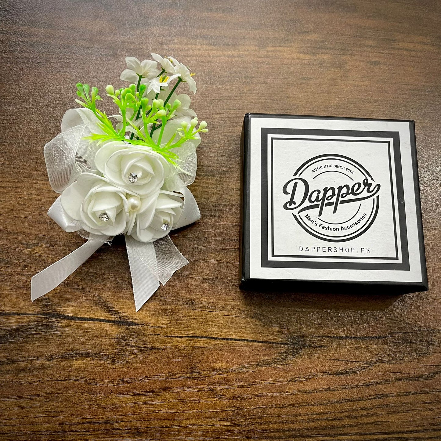 White Flower Wedding Corsage For Men