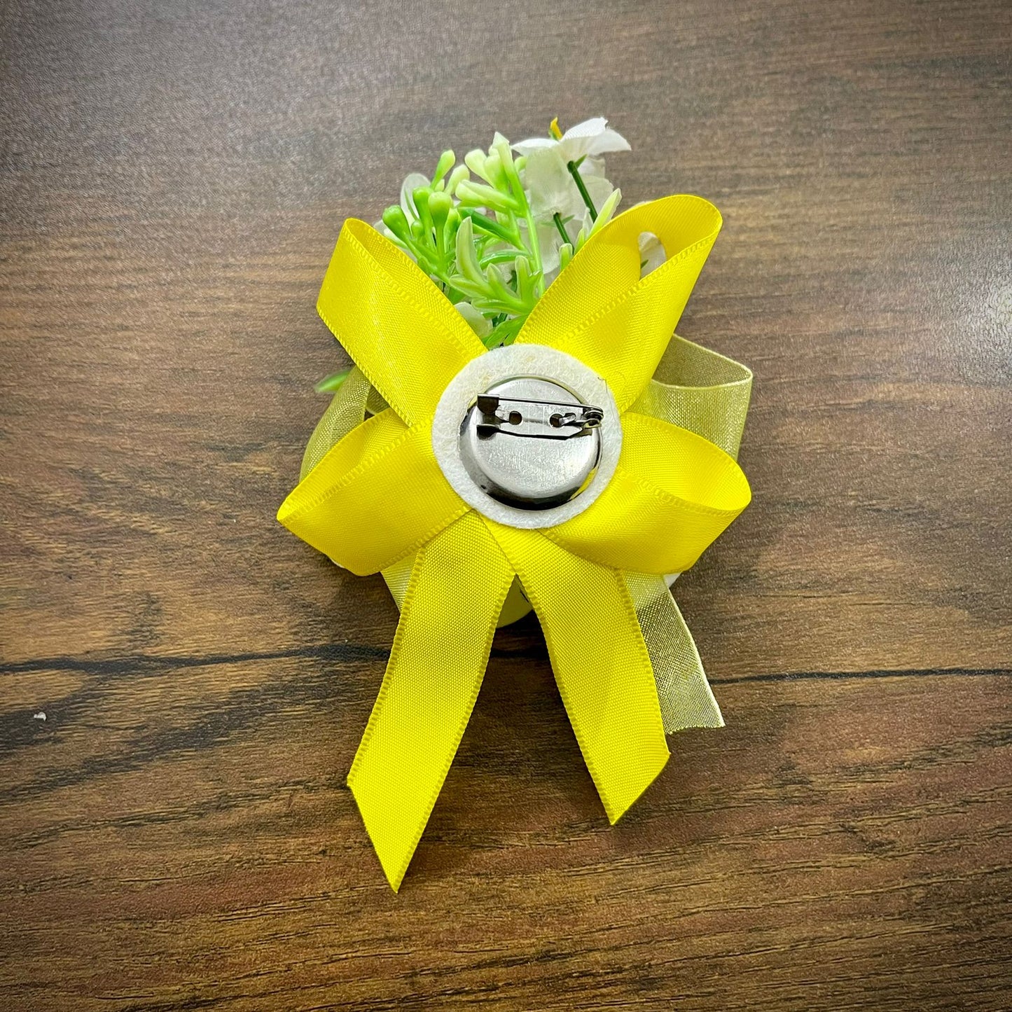 Yellow and White Flower Wedding Corsage For Men
