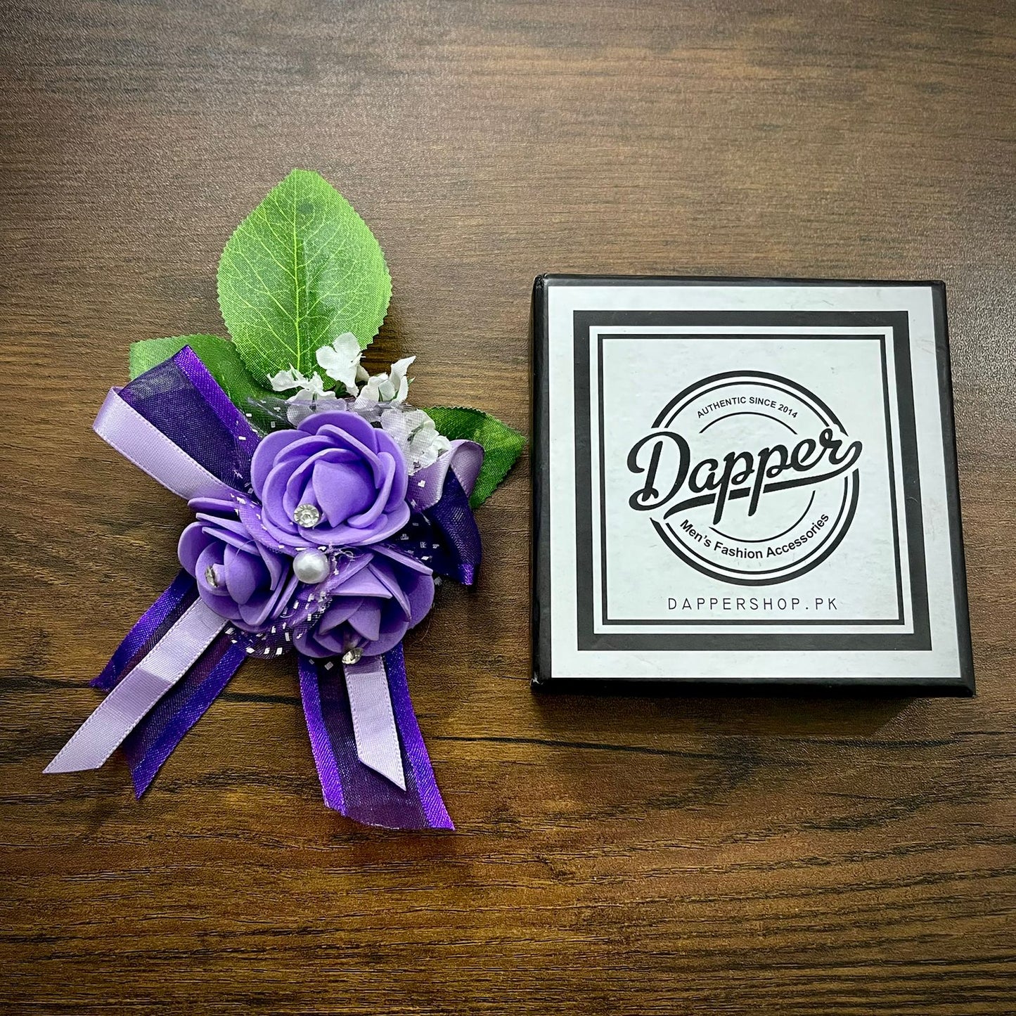 Purple Flower Leaf Wedding Corsage For Men