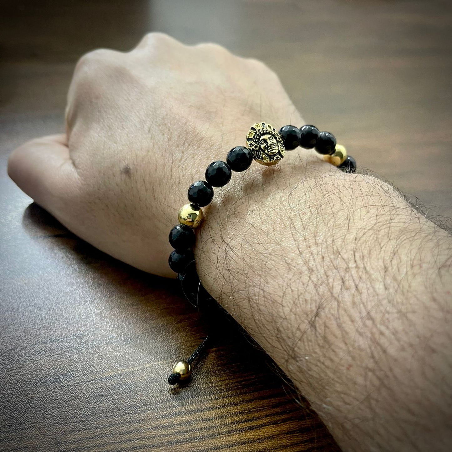Antique Gold Rope Cord Beads Bracelet For Men