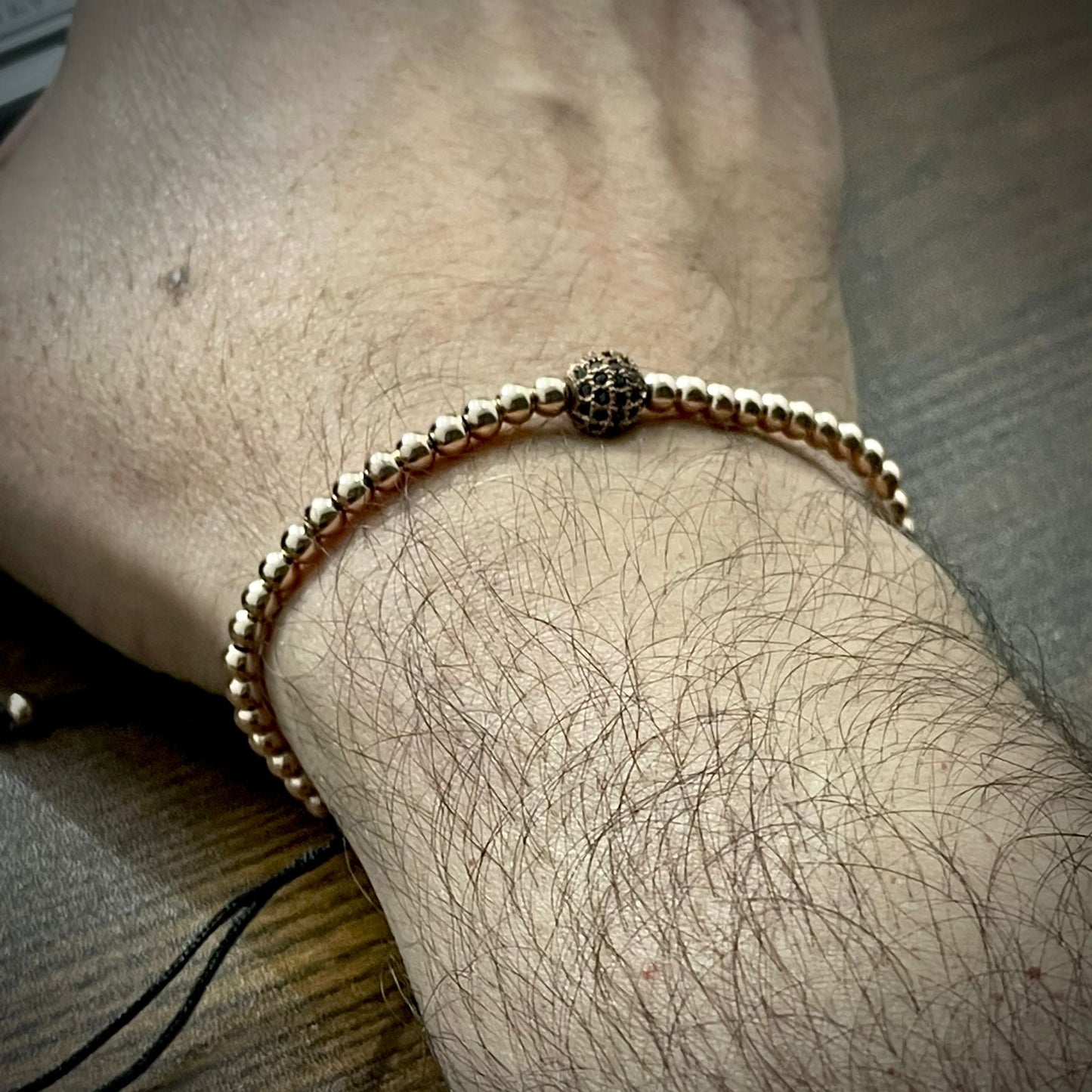 Rose Gold Cubical Zircon Paved Single Beads Bracelet