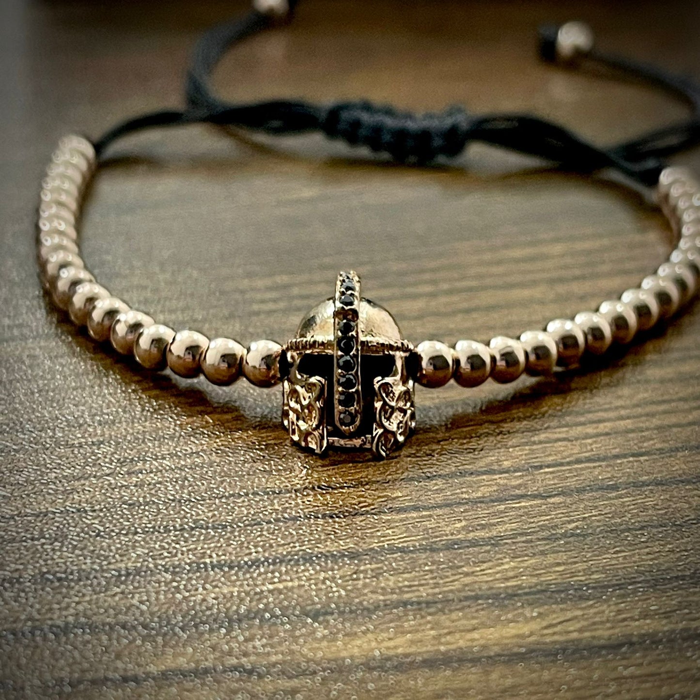 Rose Gold Spartan Helmet Beads Bracelet