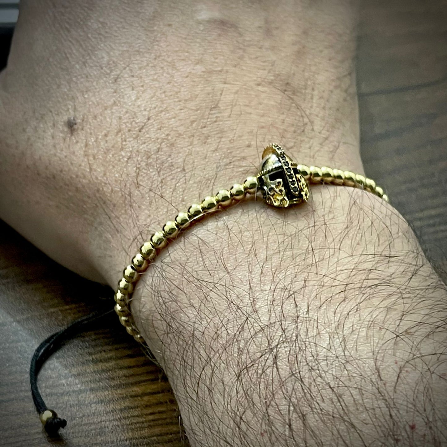 Gold Spartan Helmet Beads Bracelet