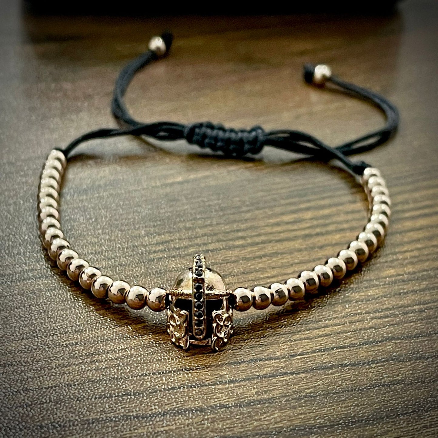 Rose Gold Spartan Helmet Beads Bracelet