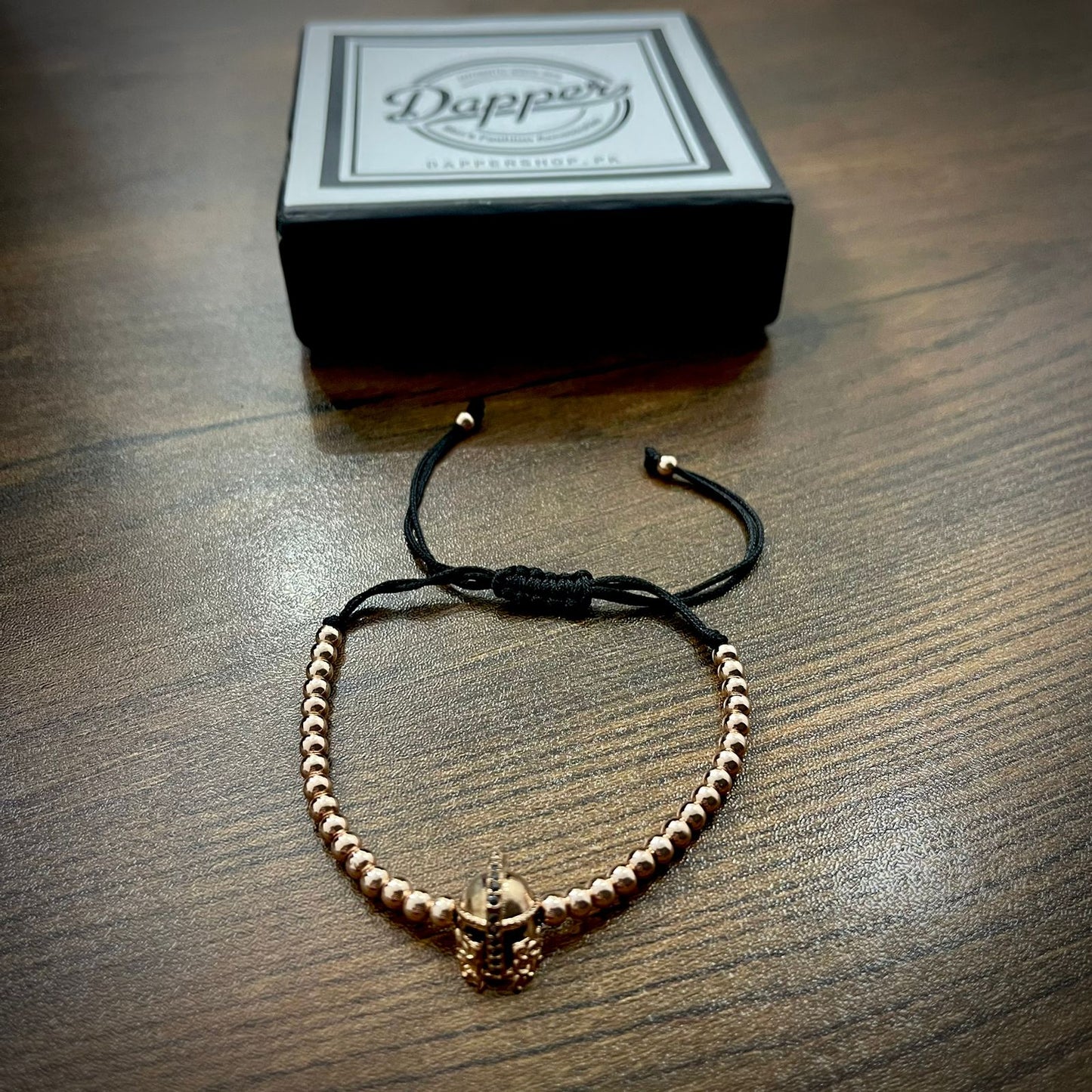 Rose Gold Spartan Helmet Beads Bracelet