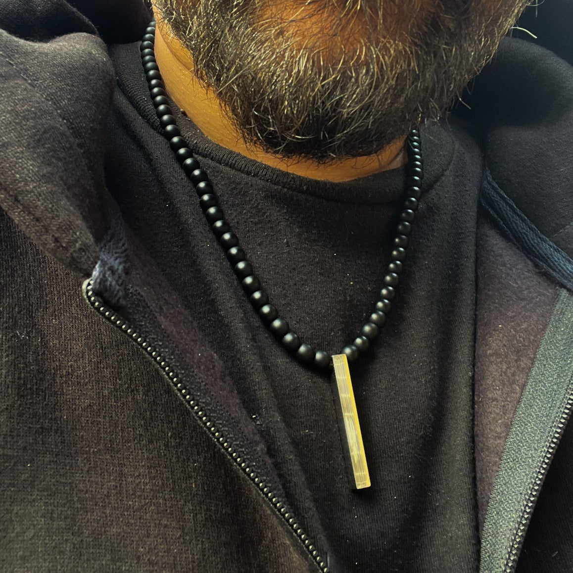 matt black beads pendant for men online in pakistan