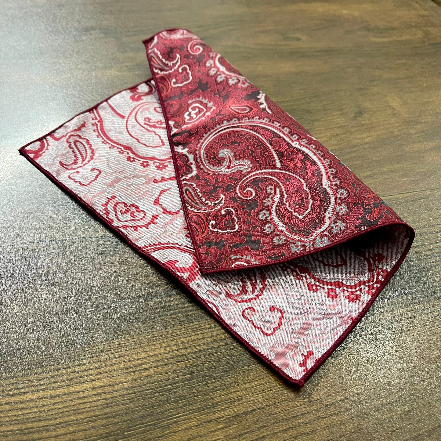 red and black floral paisley pocket square for men in pakistan