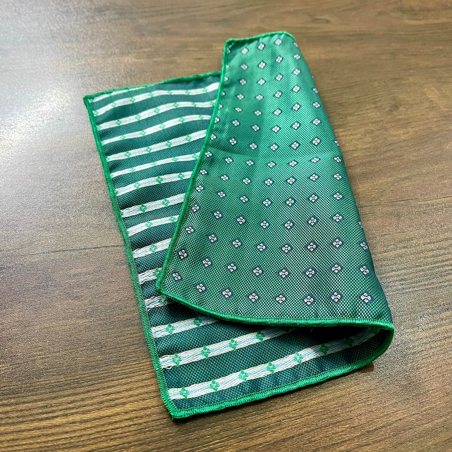 green polka dots floral paisley pocket square for men in pakistan