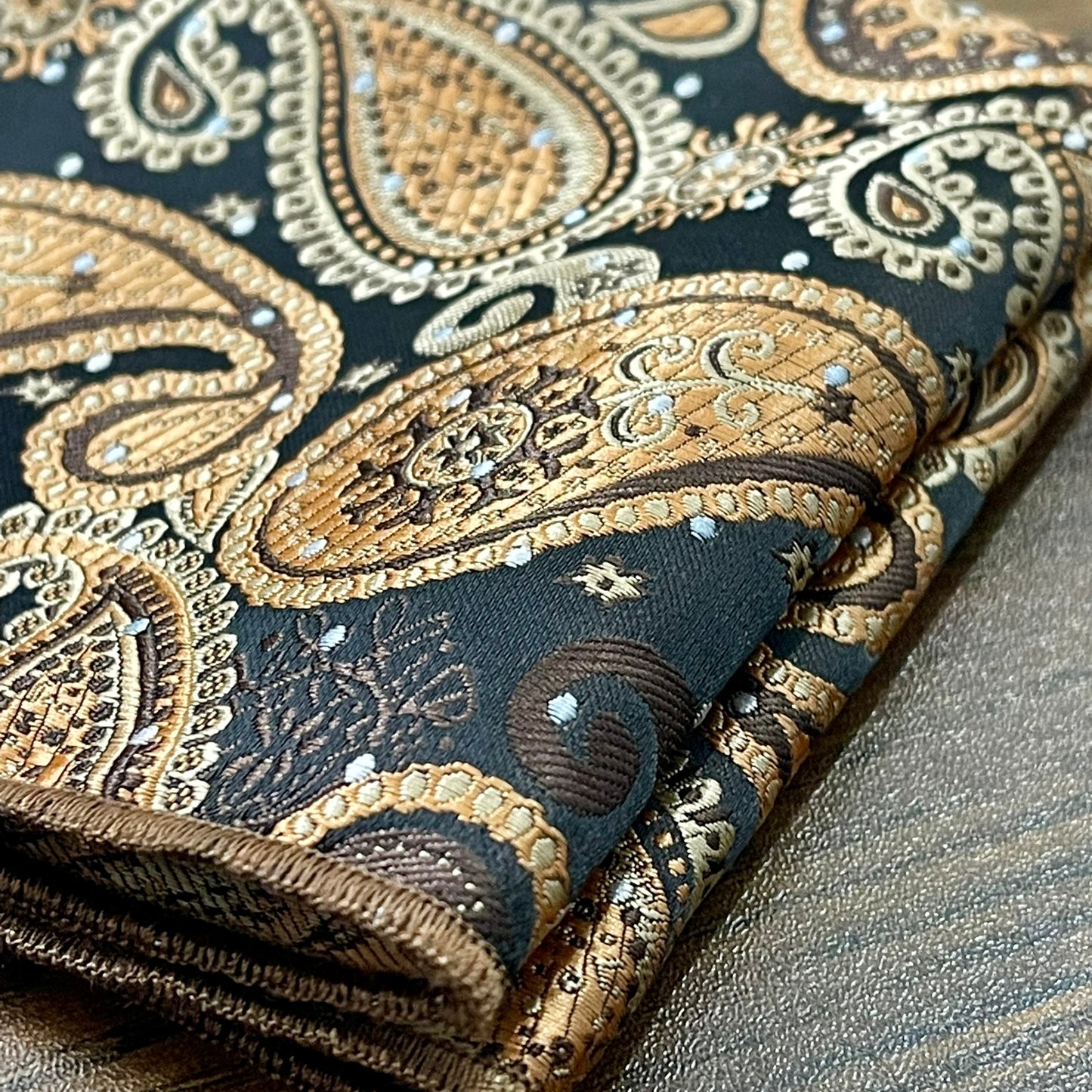 Brown and golden floral paisley pocket square for men in pakistan
