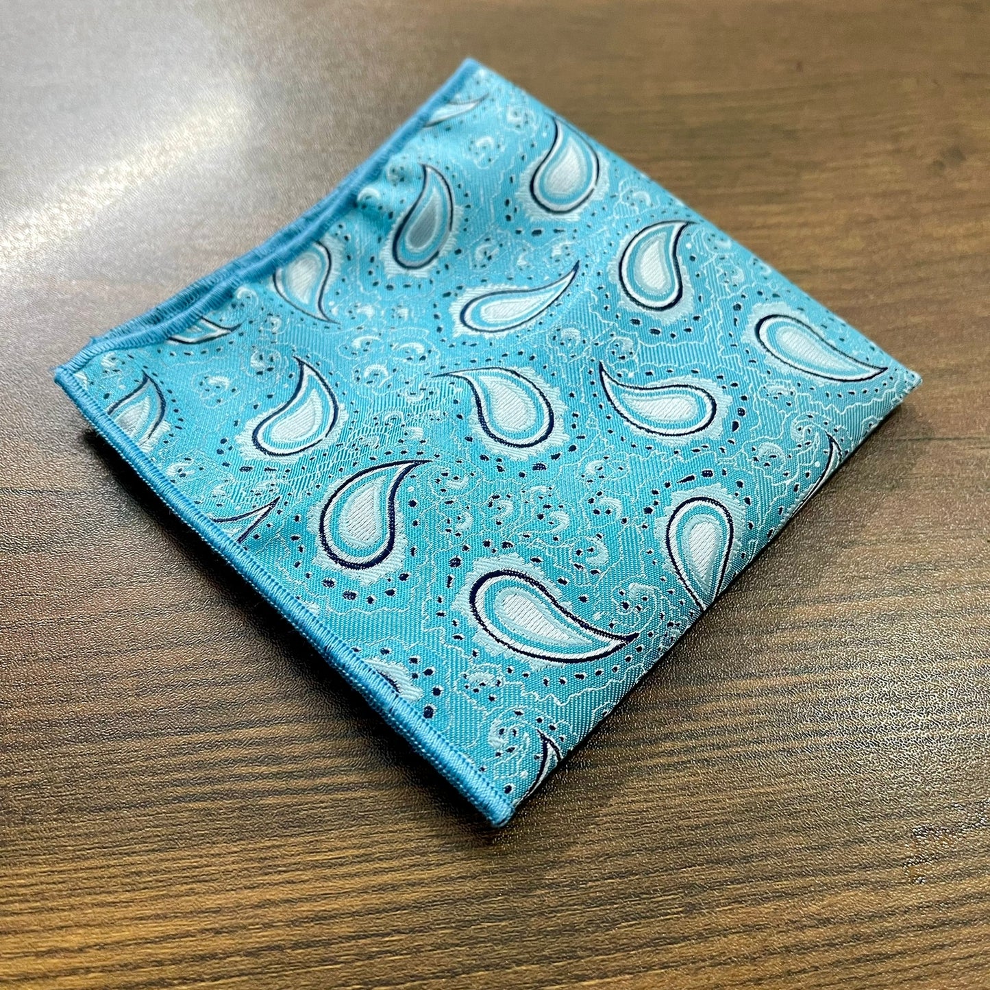 Sky Blue floral paisley pocket square for men in pakistan