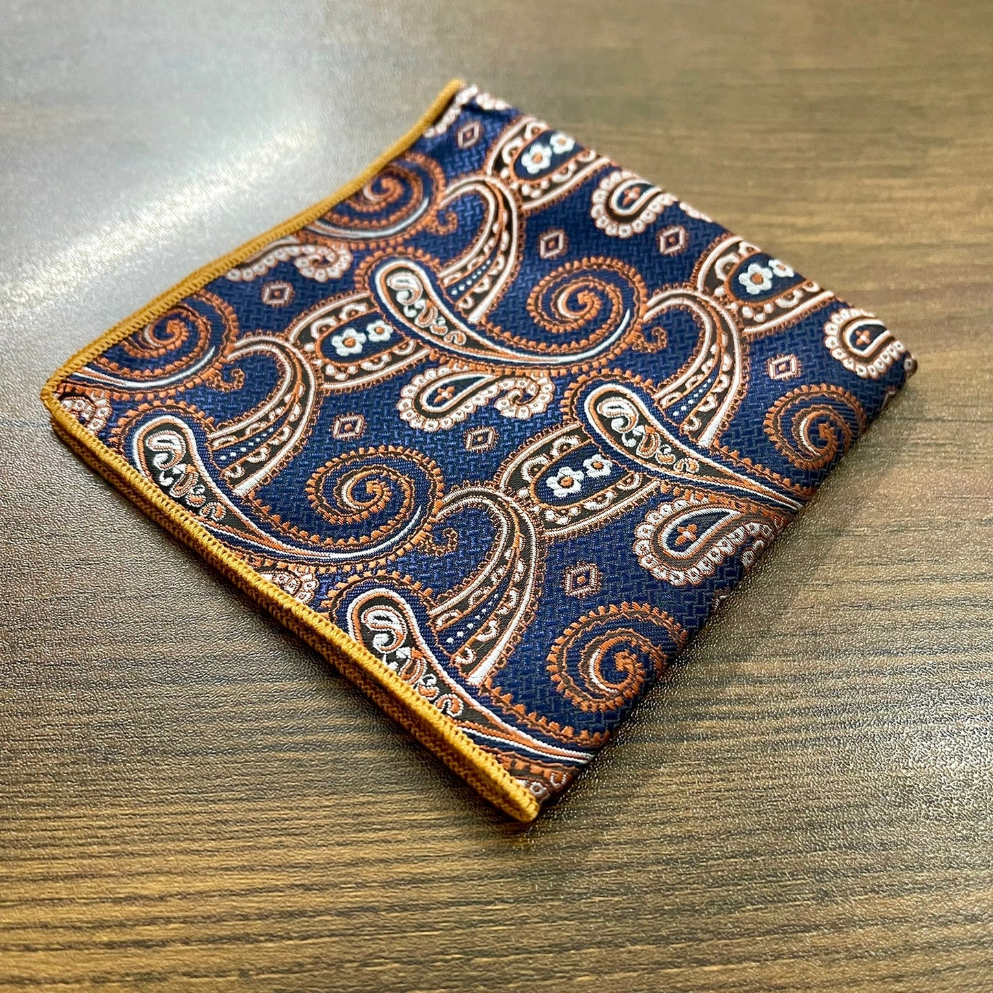 brown and golden pasley floral pocket square for men in pakistan