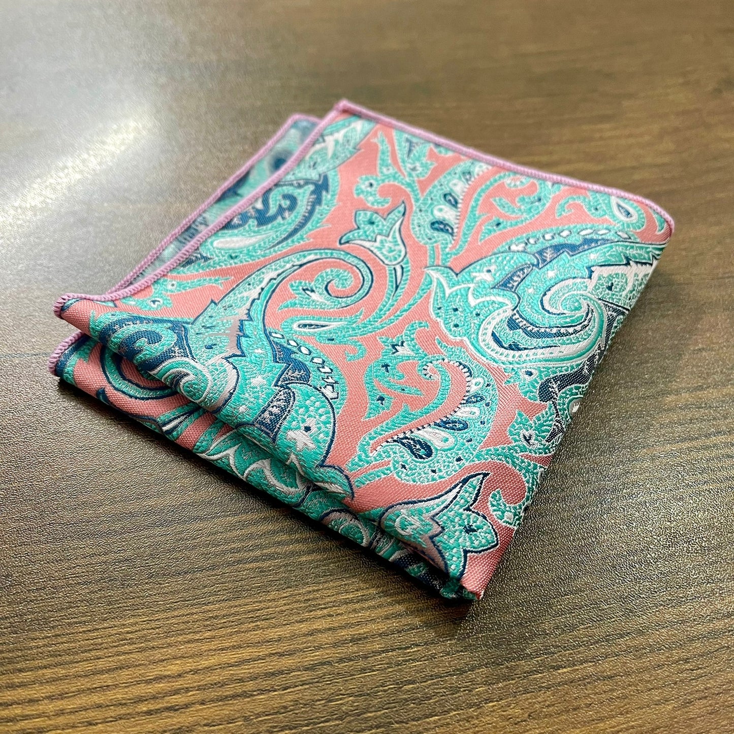 pink and green floral paisley pocket square for men in pakistan