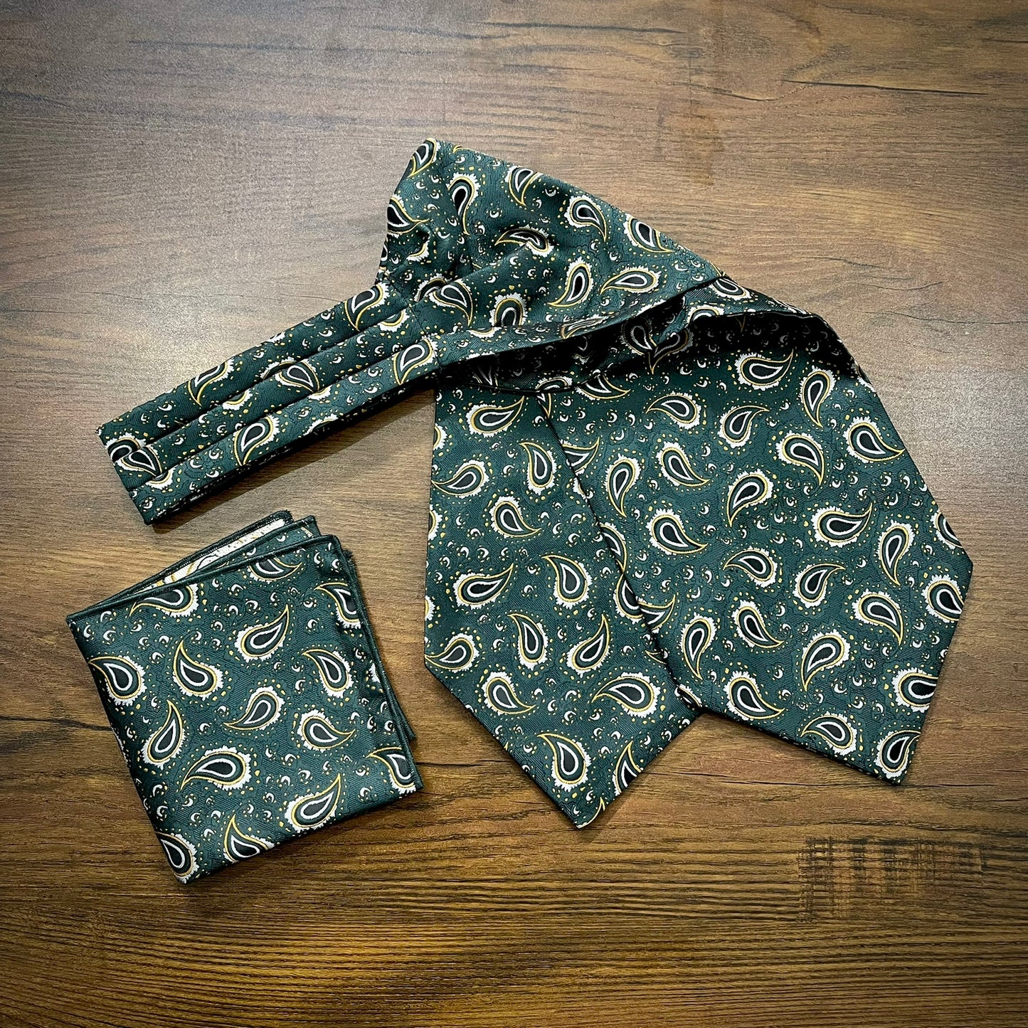 Green floral paisley ascot cravat tie neck scarf for men in pakistan