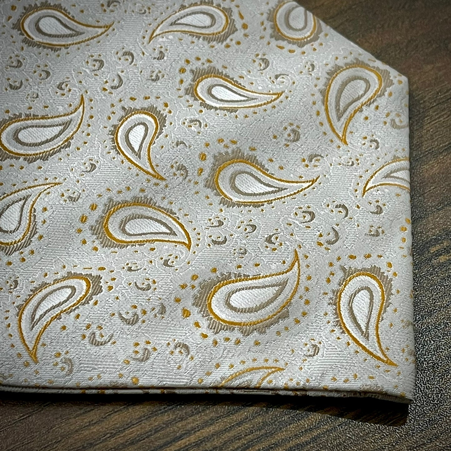 Ivory off white floral paisley ascot cravat tie neck scarf for men in pakistan