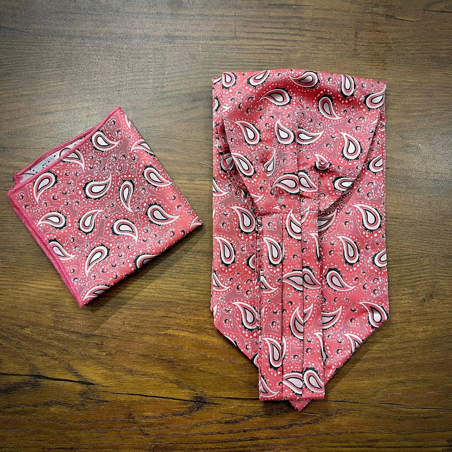 Carrot Red Pink floral paisley ascot cravat tie neck scarf for men in pakistan