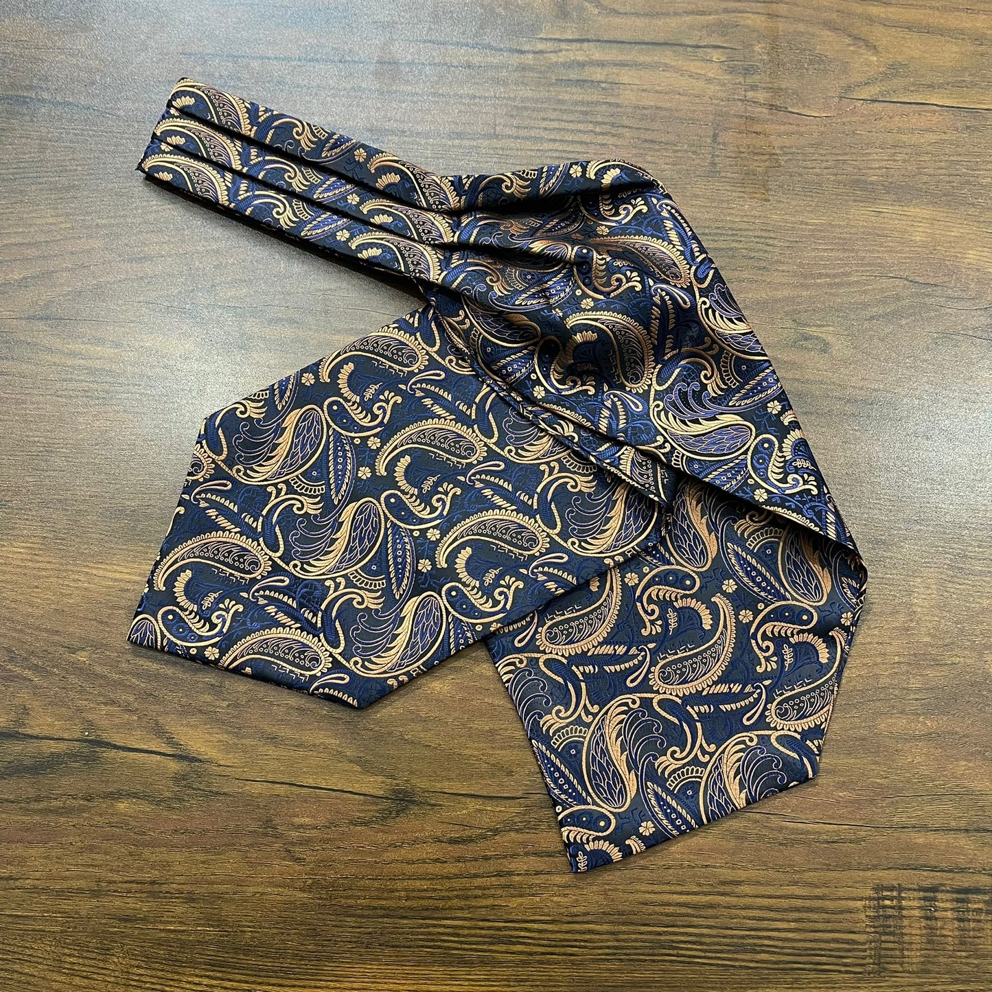 Black and Golden Floral paisley ascot cravat tie neck scarf for men in pakistan