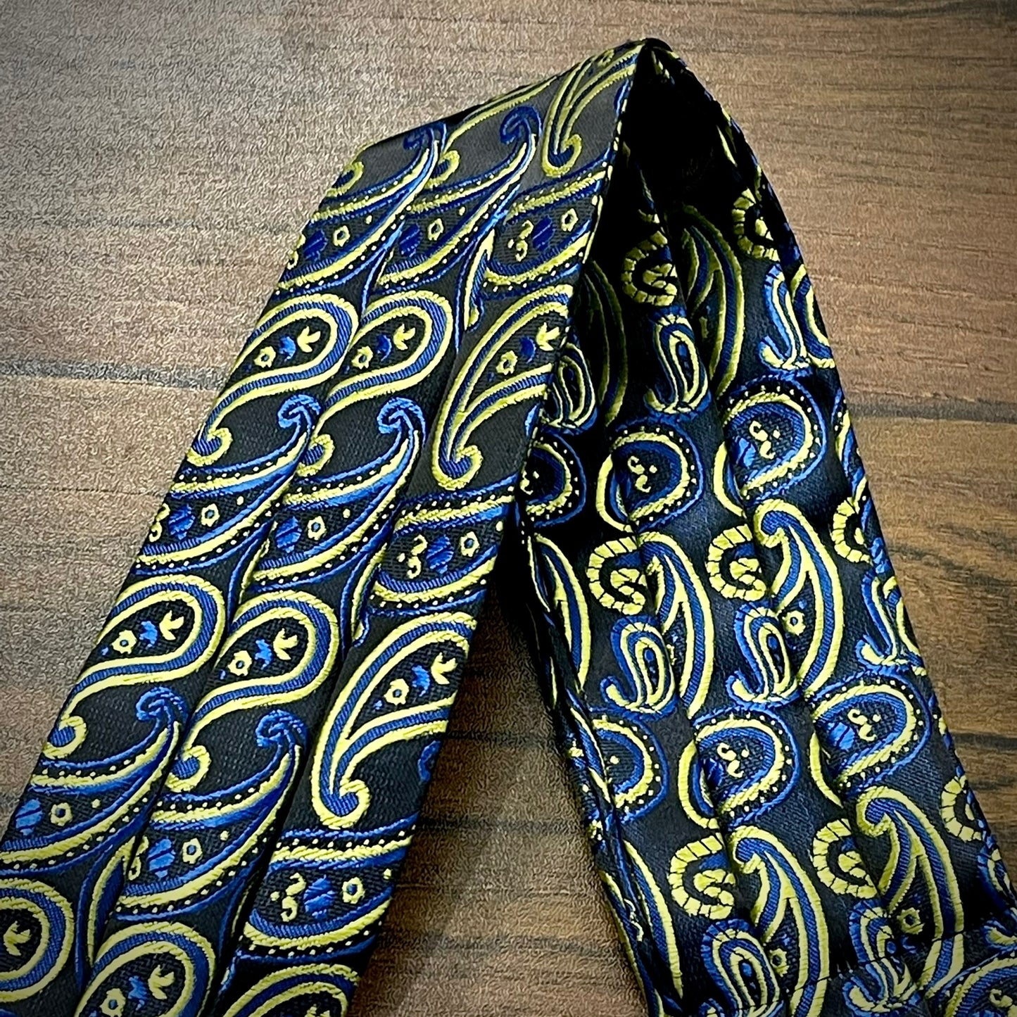 Blue and Golden Floral paisley ascot cravat tie neck scarf for men in pakistan