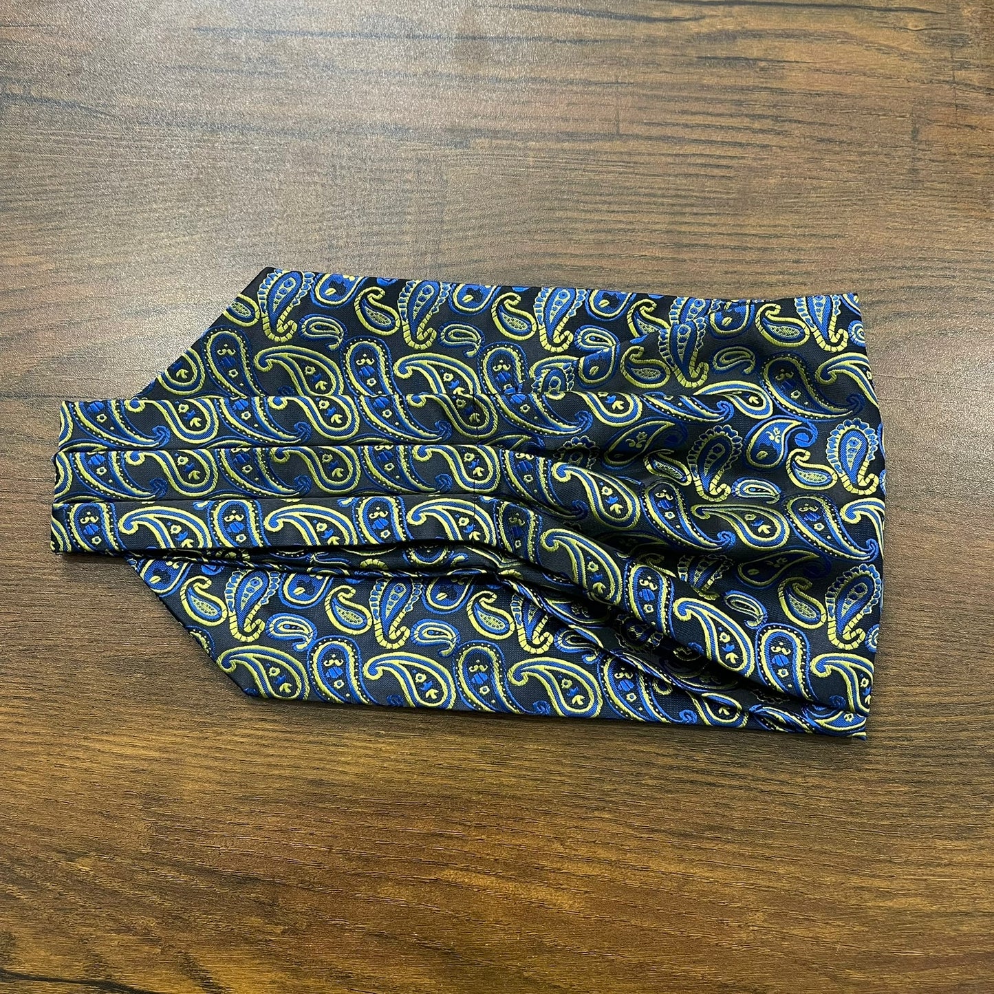 Blue and Golden Floral paisley ascot cravat tie neck scarf for men in pakistan