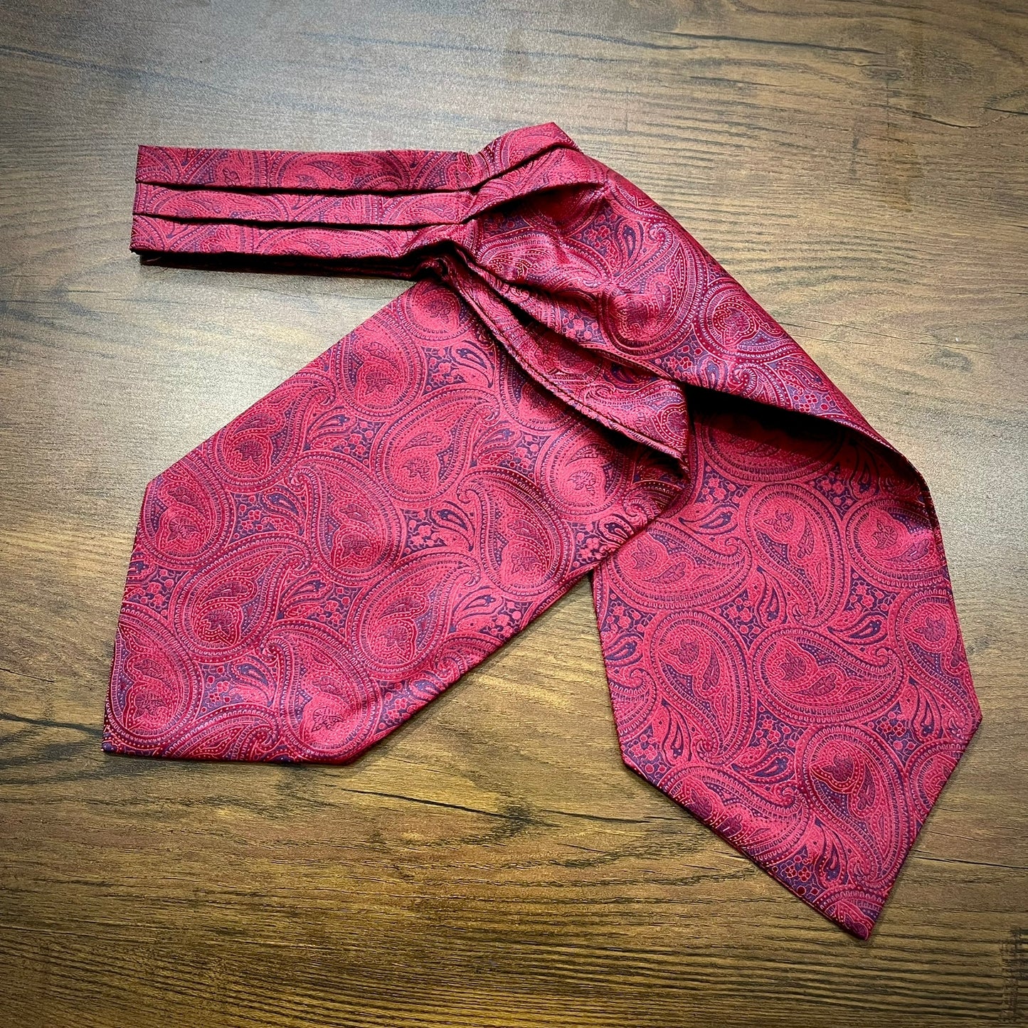 red and blue floral paisley ascot cravat tie silk neck scarf for men in pakistan