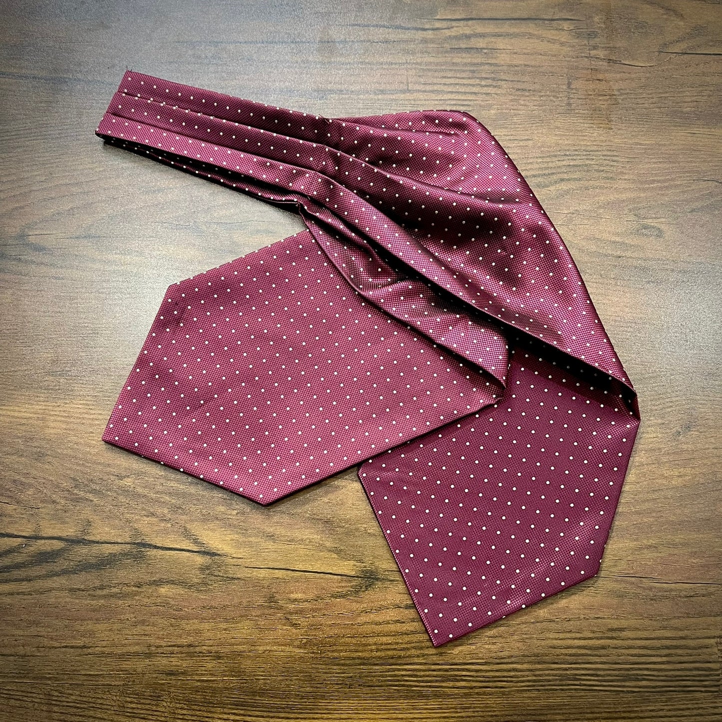 Maroon Polka Dots silk ascot cravat tie silk neck scarf for men in pakistan