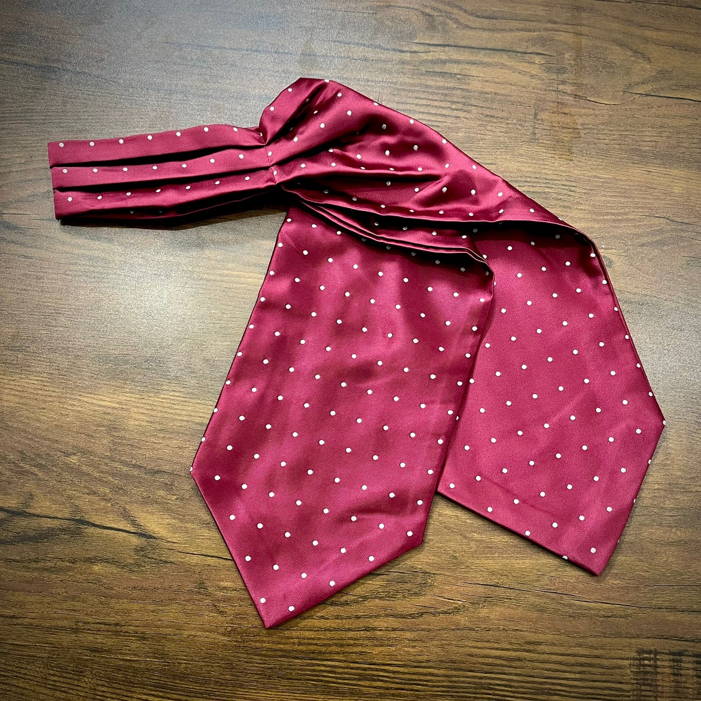 Maroon Polka Dots ascot cravat tie silk neck scarf for men in pakistan