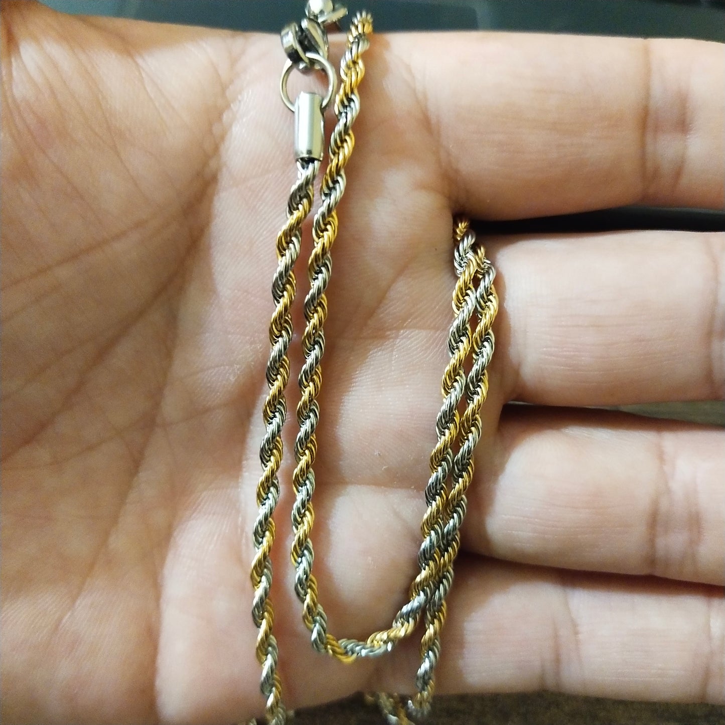 3mm Golden & Silver Twisted Neck Chain For Men
