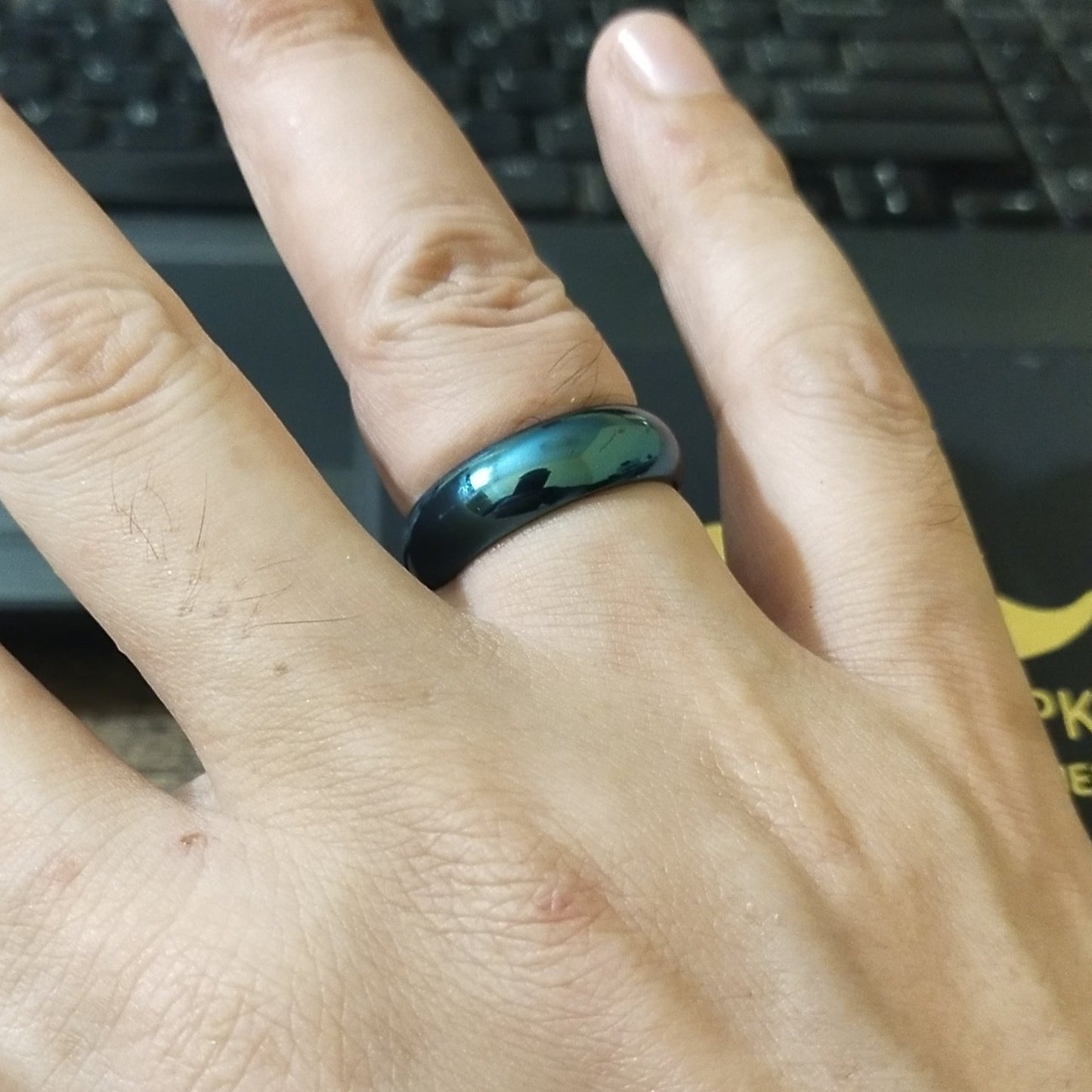 Metallic Blue Titanium Ring