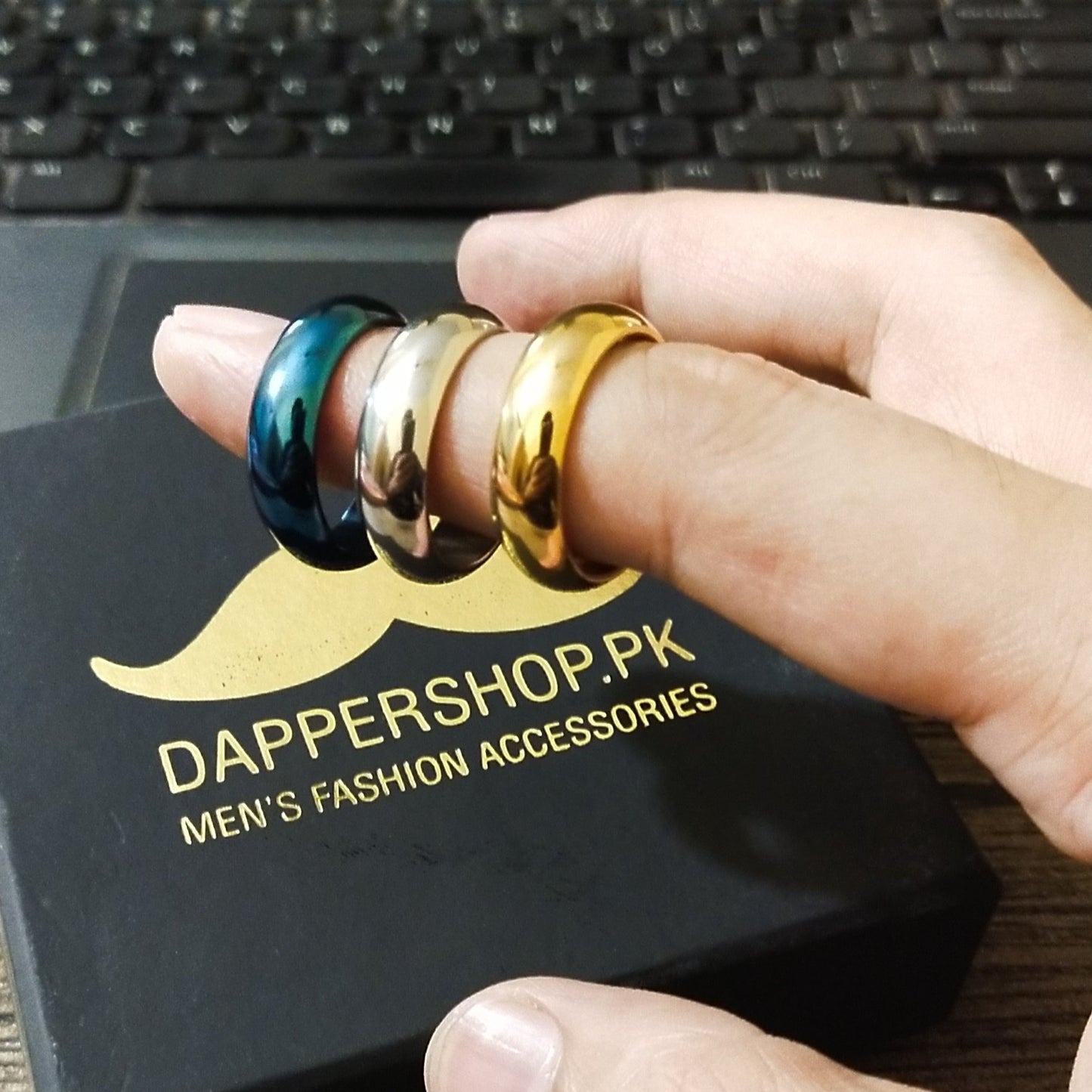 Metallic Blue Titanium Ring