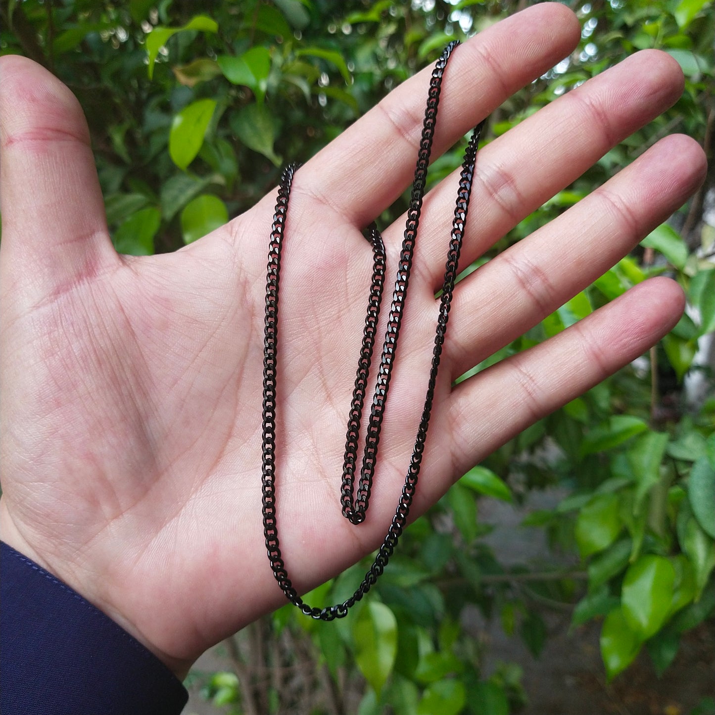 3mm Curb Neck Chain For Men Black