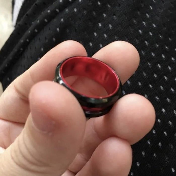 Black Titanium Red Inlay Ring