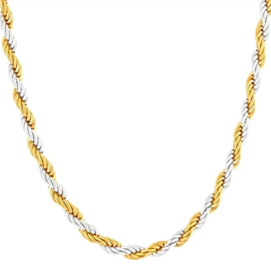 3mm Golden & Silver Twisted Neck Chain For Men